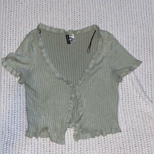 H&M V neck green cardigan